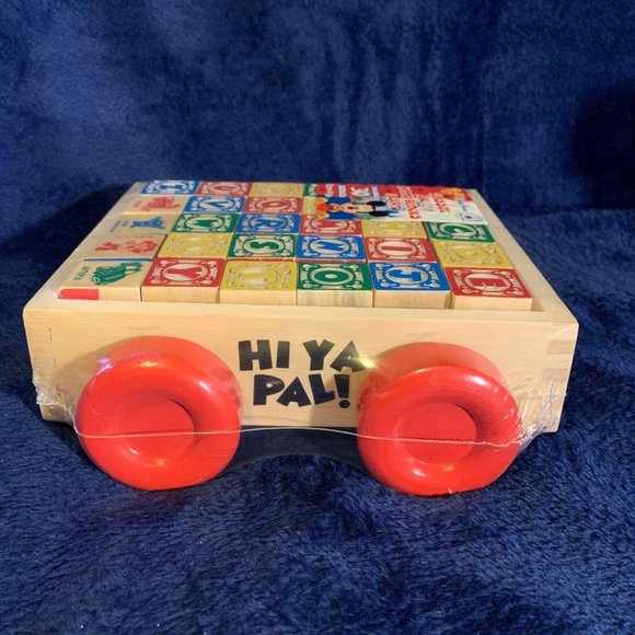 Disney Parks Classic Wood ABC 123 Blocks and Cart - Picture 4 of 9